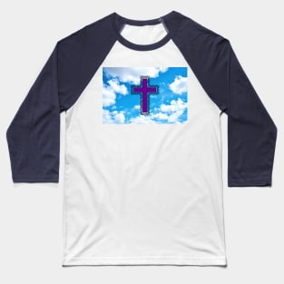 Purple Christian Cross In The sky Baseball T-Shirt